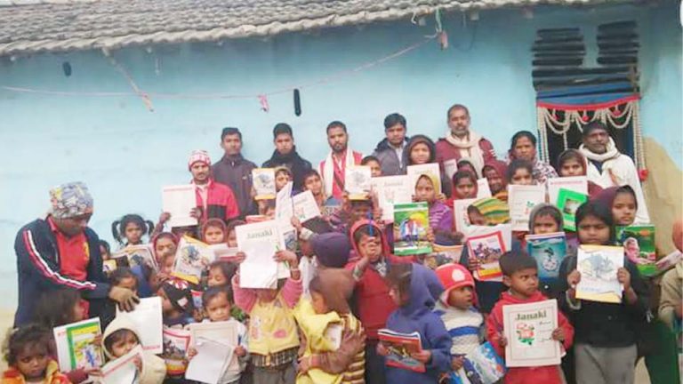 Distribution of notebooks and pens